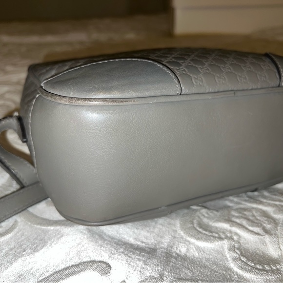Authentic GUCCI Gray Leather Microguccissima Bree Messenger Camera Crossbody Bag - Picture 10 of 16